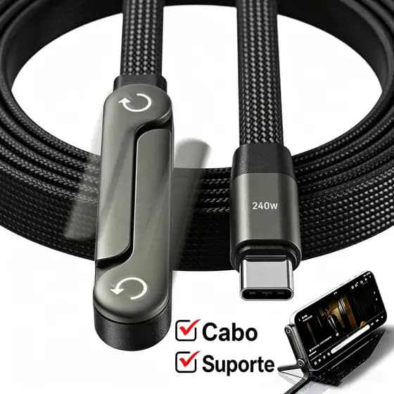 240W 1.5M Type C to C Para Cabo De Dados Carregamento Rápido 360 Suporte Dobrável De Mesa Iphone17 16 Samsung Moto