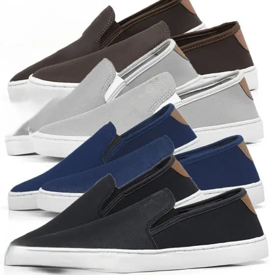 Kit 4 Pares Tênis Masculino Casual Sem Cadarço Premium