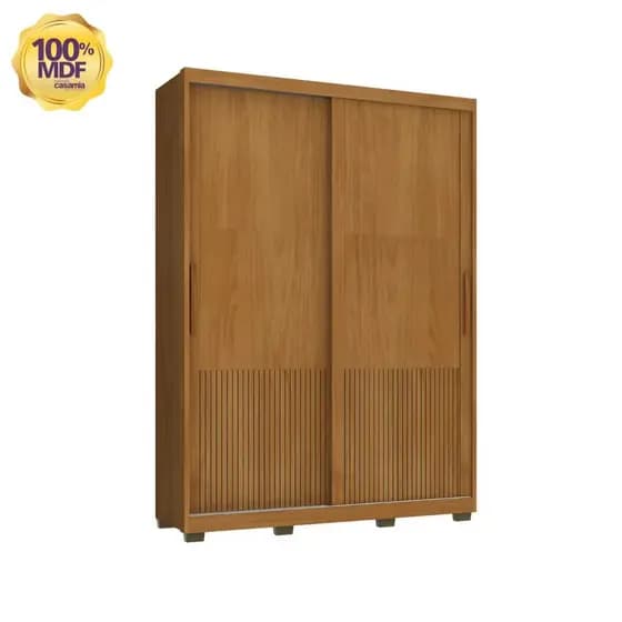 Guarda Roupa Milão 2 Portas de Correr 235x170 cm 100% MDF Nature Alta Qualidade Casamia
