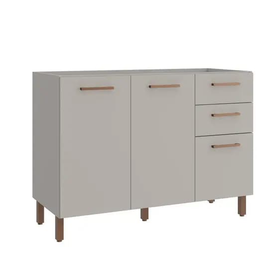 Balcão Gabinete para Cozinha 120 Cm 2 Portas 3 Gavetas Valência Cinza Claro 100% MDF Casamia