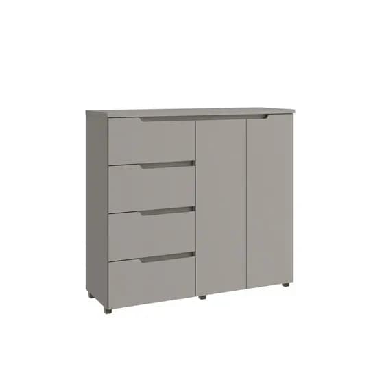 Cômoda Sapateira Organizadora Grande 4 Gavetas 2 Portas 119x130 Cm Riviera Cinza 100% MDF Casamia