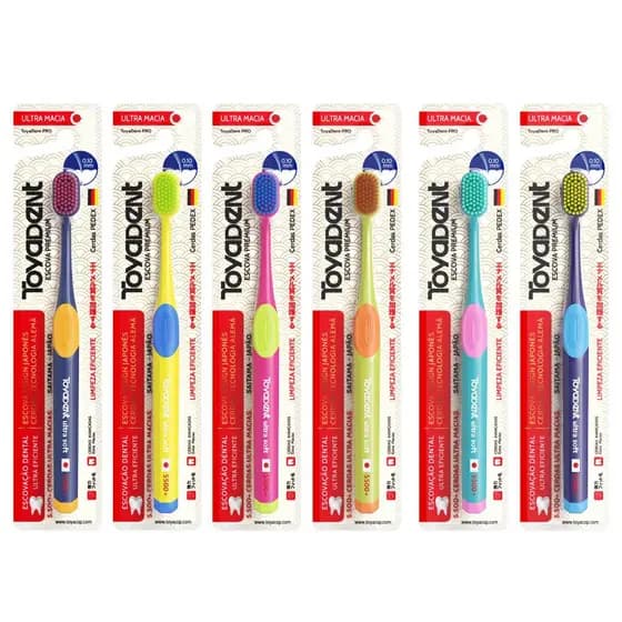 TOYADENT Escova Ultra Macia,5500+ cerdas/0.10mm/19cm ergonômica/cores