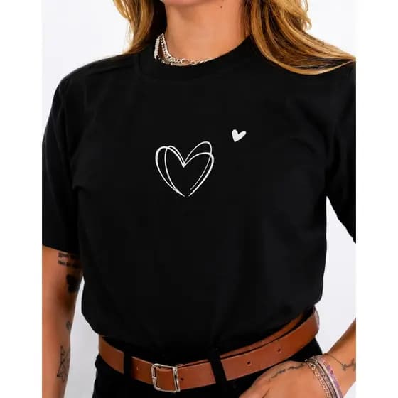Camiseta Feminina Algodão Casual Estilosa Blusa Feminina Básica Look Moderno do P ao GG
