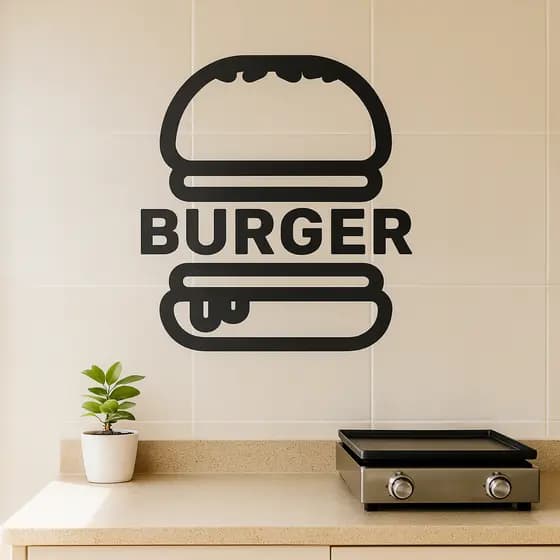 Quadro Hambúrguer Decorativo em MDF | Placa para Cozinha, Área Gourmet ou Lanchonete