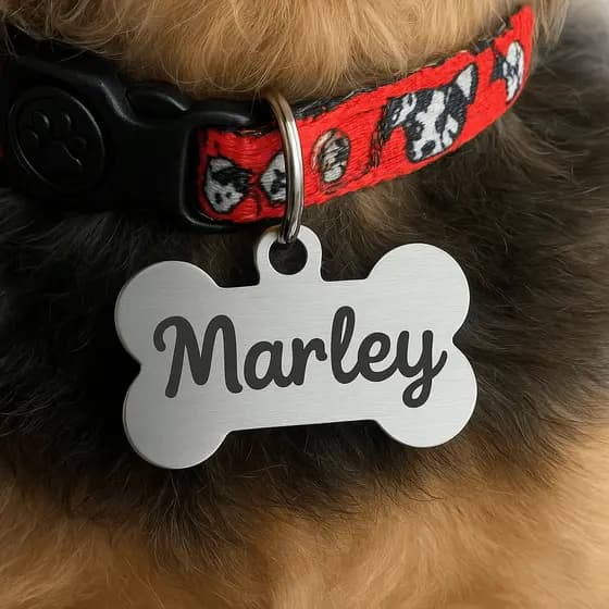 Placa de Identificação Pet Plaquinha Pingente personalizado Cachorro 3,2×1,2 cm