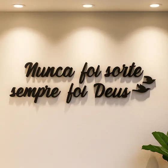 Quadro Nunca foi Sorte Sempre foi Deus em MDF - Decoração Religioso Frase