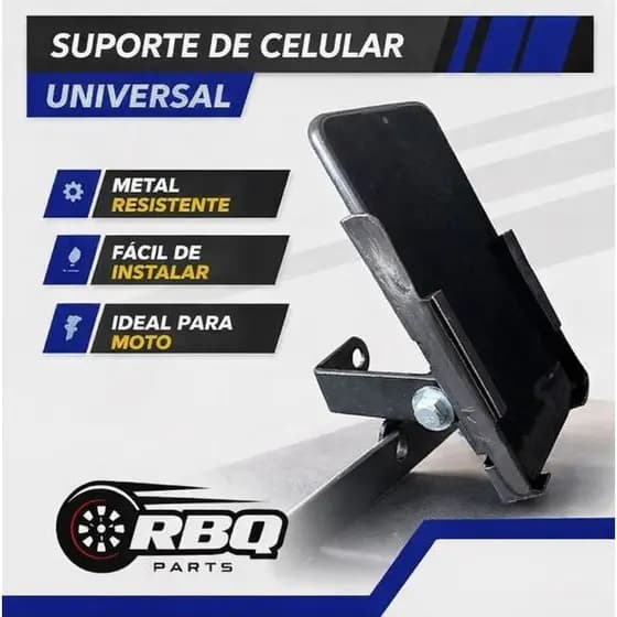 Suporte Celular Reforçado Para Moto De Ferro Modelo Mottul Preto Regulagem