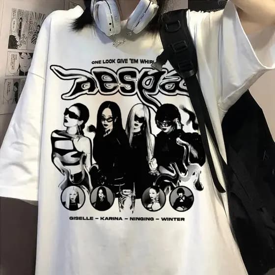 Camiseta Branca Kpop Aespa