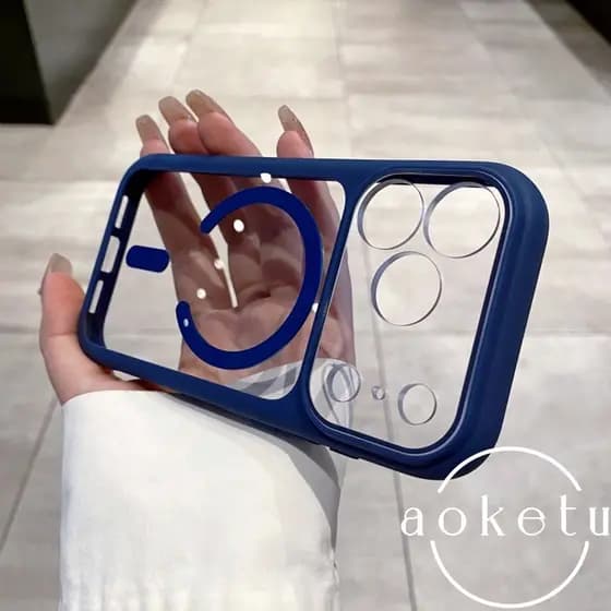 Capa De Telefone Magnética Forte De Alta Qualidade Adequada Para iPhone 17 Acrílico Transparente 17Pro Borda Fosca 17Pro