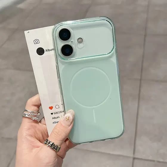 Nova Capa De Telefone TPU Fosca Com Janela Grande Verde E Círculo Fino Adequada Para iPhone 11 12 13 14 15 16 17 Pro Max