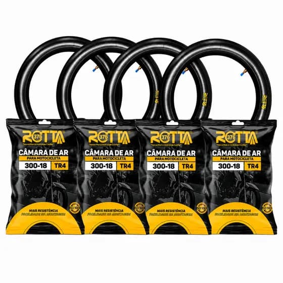 Kit com 4 Camara De Ar Pneu Traseiro Moto Cg Titan 3.0-18 Rotta