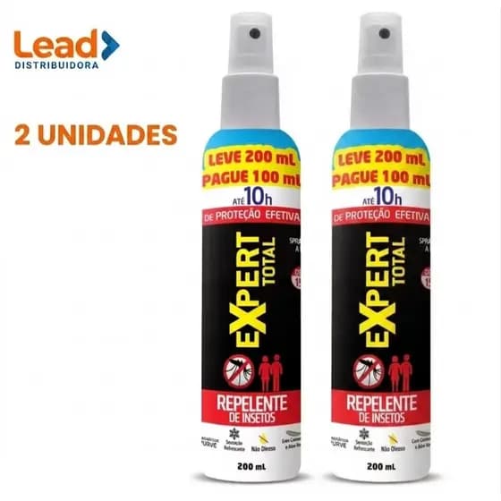 Kit 2 Unidades Repelente de Insetos Expert Total Spray 200ml Leve 200ml, Pague 100ml – Proteção por até 10 horas