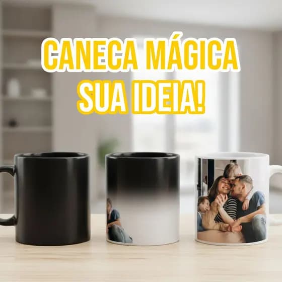 Caneca Mágica Personalizada Xícara Com Foto Arte Tema Aniversários Presentes Festa “Sua Ideia Aqui”