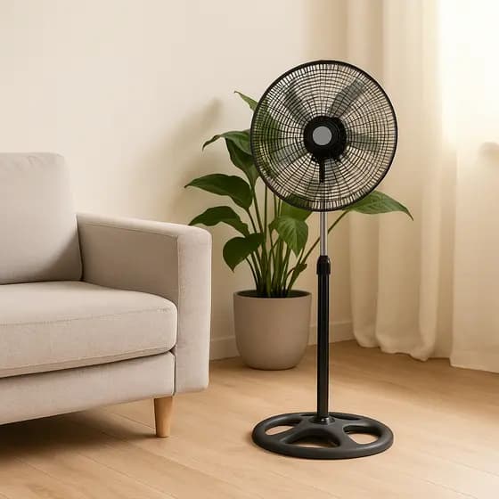 Ventilador Pedestal 60W 5 Pás 50cm Preto Altura Ajustável Silencioso 110v 220v Coluna 3 Velocidades