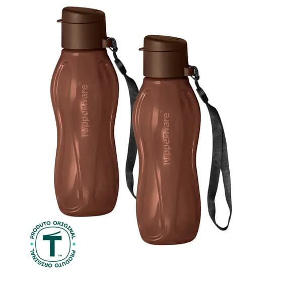 Kit 2 Garrafas de Água Tupperware Eco Tupper Chocolate 310ml