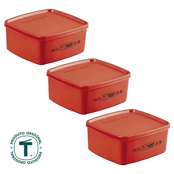 Kit com 3 Potes Herméticos Tupperware Jeitosinho Molho de Tomate 400ml