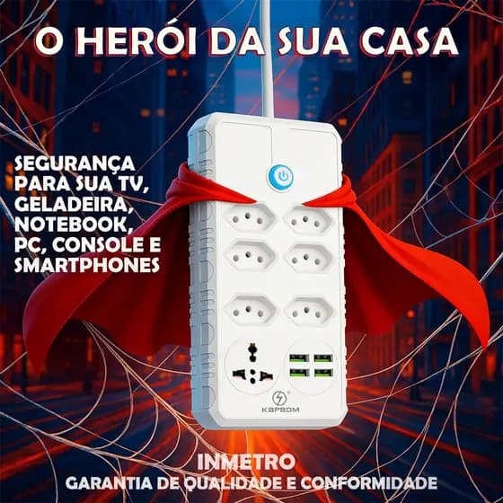 Filtro De Linha 20 Amperes 6 Tomadas Bivolt 4400w 20a