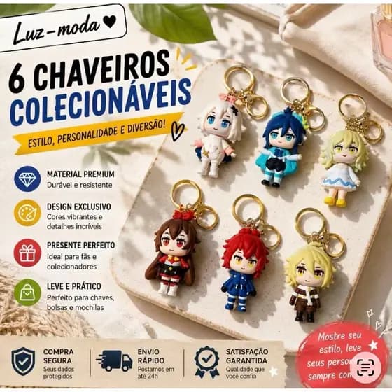 Coleção com 6 Modelos de Chaveiros Kawaii em PVC – Escolha seu Favorito | Luz-moda