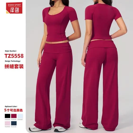 Fitness esportes Yoga Wear terno verão novo estilo Casual terno de manga curta feminino mais magro olhar terno de duas p
