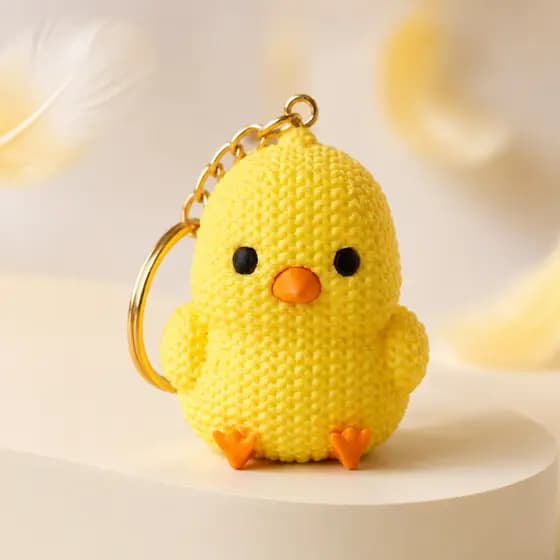 Chaveiro Pintinho 3D Amigurumi 4cm para Mochila Estojo Lembrancinha Infantil