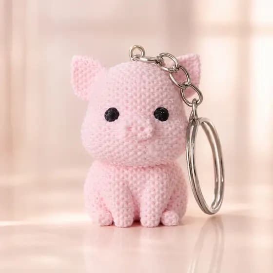 Chaveiro Porquinho Rosa Fofo 3D - Para Mochila & Estojo - Infantil