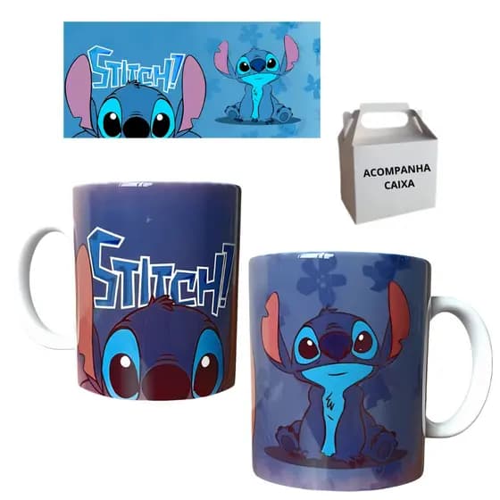 Caneca Personalizada Lilo e Stitch Porcelana Premium Café Chocolate 325ml Dia das Crianças