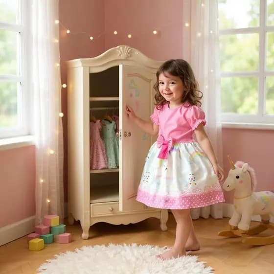 Vestido Festa Casual Manga Curta Ribana Canelado Infantil Chuva De Bençãos
