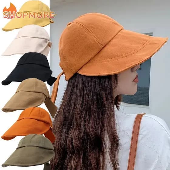 Chapéu de Pescador Feminino Casual com Proteção Solar UV/Chapéu de Praia de Aba Larga Elegante para Viagens de Verão ao