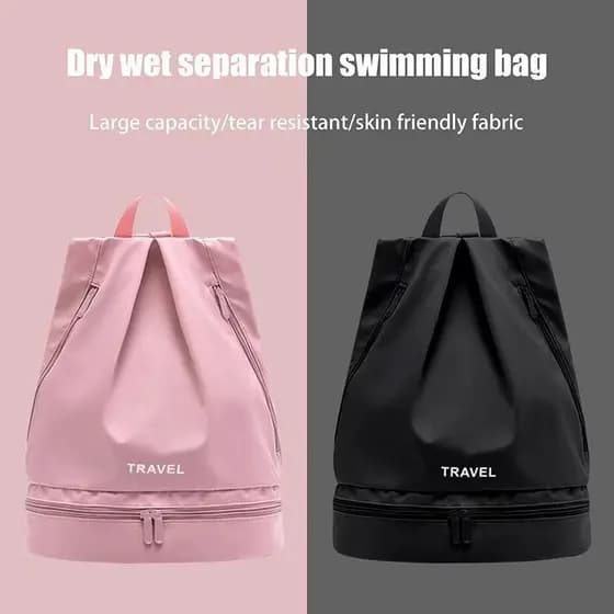 Bolsa de Ginástica Decorativa com Separação para Itens Secos e Molhados, Impermeável, para Natação, Viagens, Esportes, B