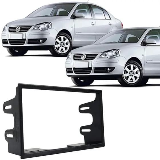 Moldura 2 Din Polo Hatch Sedan 2003 à 2013 Preta Painel Central Multimidia 7 Polegadas Mp5 Som