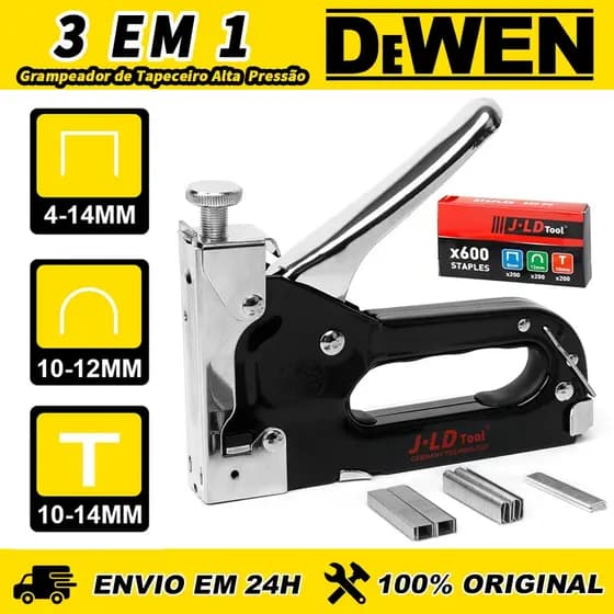 Grampeador Tapeceiro Alta Pressão Profissional Manual + 600 Grampos Ferramentas
