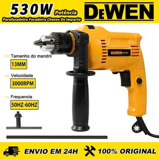 Furadeira Elétrica Auto Reverso de Impacto Parafusadeira 13mm Com 530w Super potente de Mão