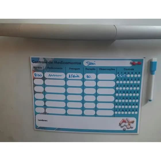 Planner Controle de Medicamentos para Geladeira