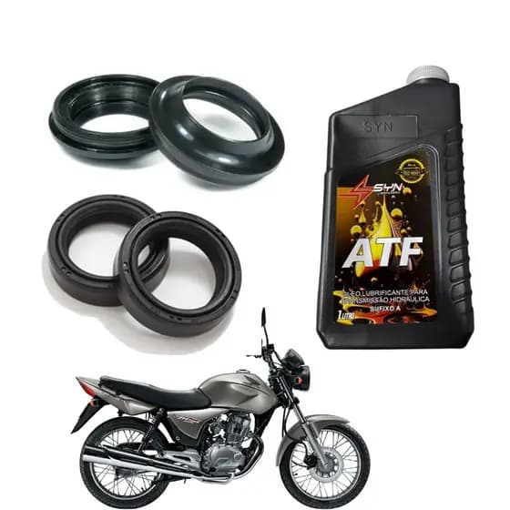 Retentor Bengala Suspensão Garfo + Óleo Hidráulico Atf + Guarda Pó Cg Titan Fan Start Nxr 150 e 160