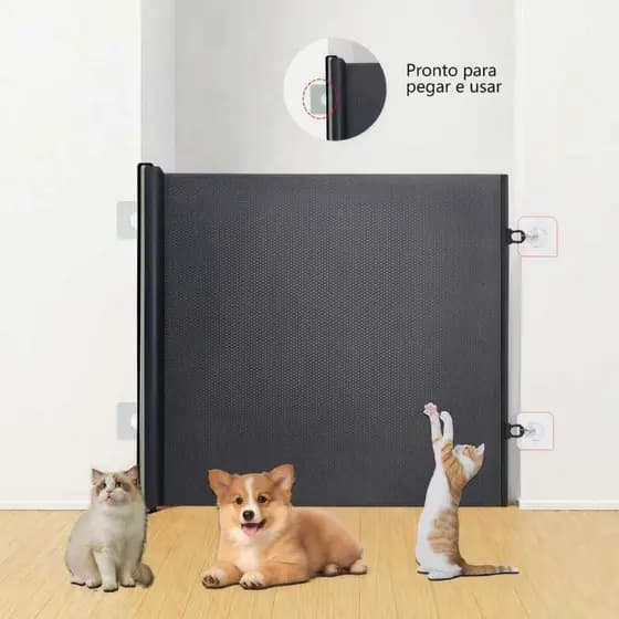 Barreira Retrátil Automática para Animais Grade de Segurança com Bloqueio Antifuga para Portas
