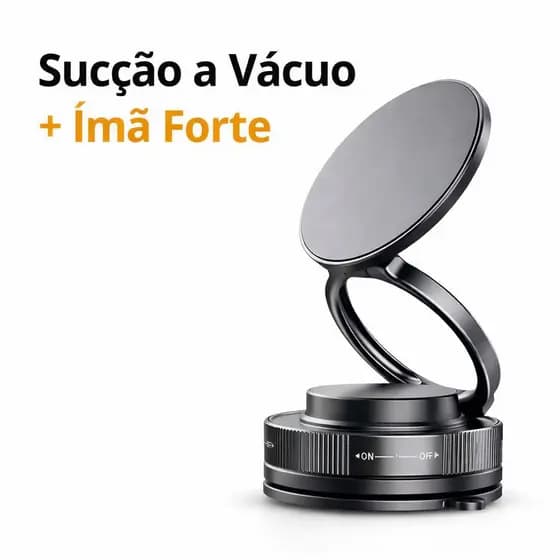 Suporte Magnético para Celular com Sucção a Vácuo – Ímã Forte – Rotação 360°