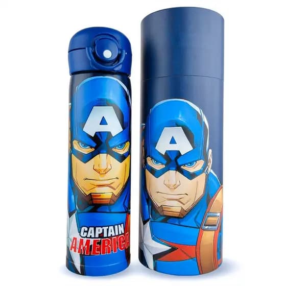 Garrafa Marvel Inox Resistente Capitão América Térmica 500ml