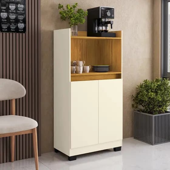 Armário Balcão Multiuso 2 Portas Escritório Cantinho Café Cozinha