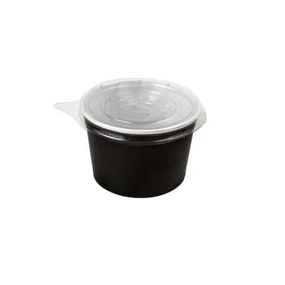 Pote de Papel 390ml Black + Tampa Plástica - PCT 50un