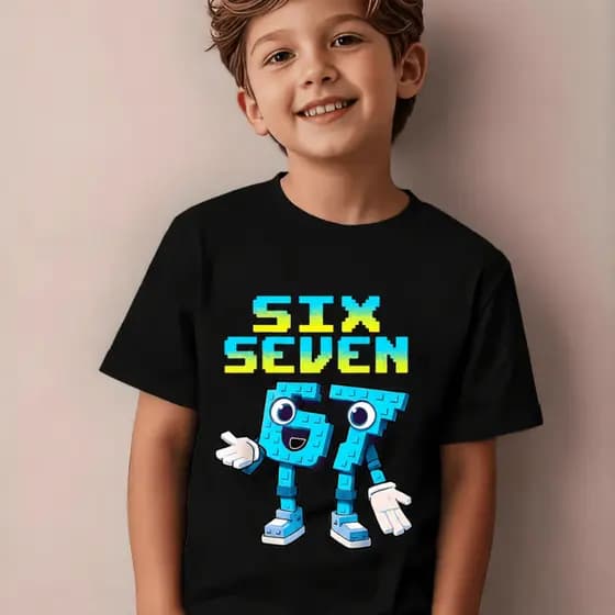 Camiseta Infantil Menino Moda Tendencia Viral Música Six Seven 100% Algodão Lançamento Modinha Linda