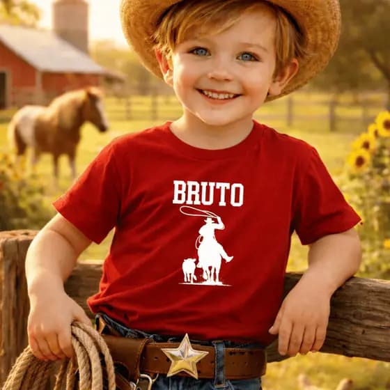 Camiseta Infantil Masculina 100% Algodão Moda Country Bruto em DTF Confortável Estampada Cavalo