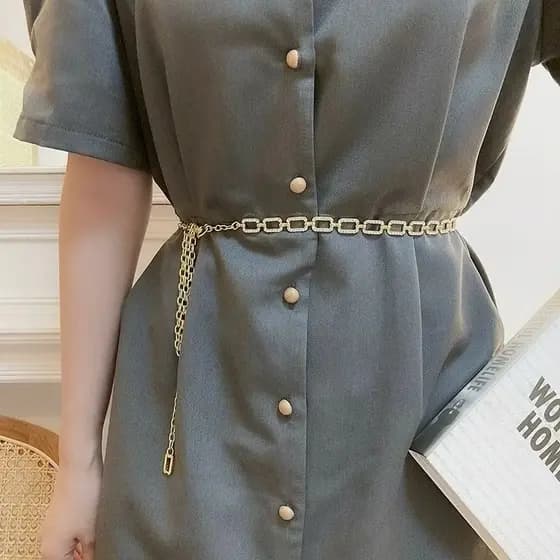Corrente de cintura feminina da moda, retangular única e pequena com diamantes