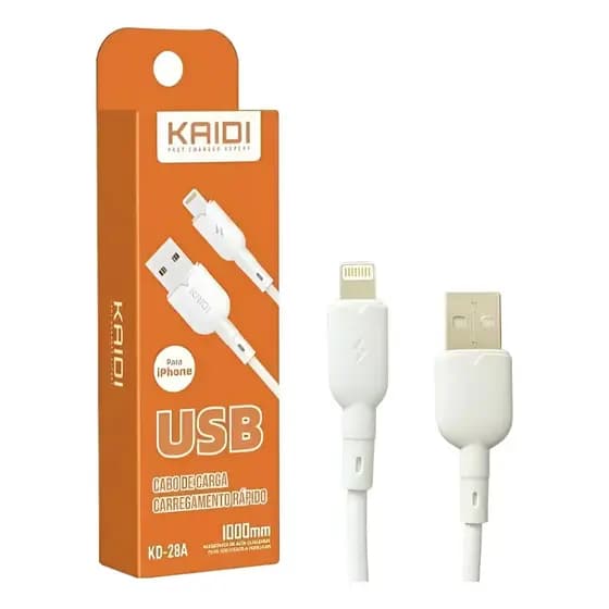 Cabo para Iphone KAIDI - Cabo Usb Para Celular iPhone Branco