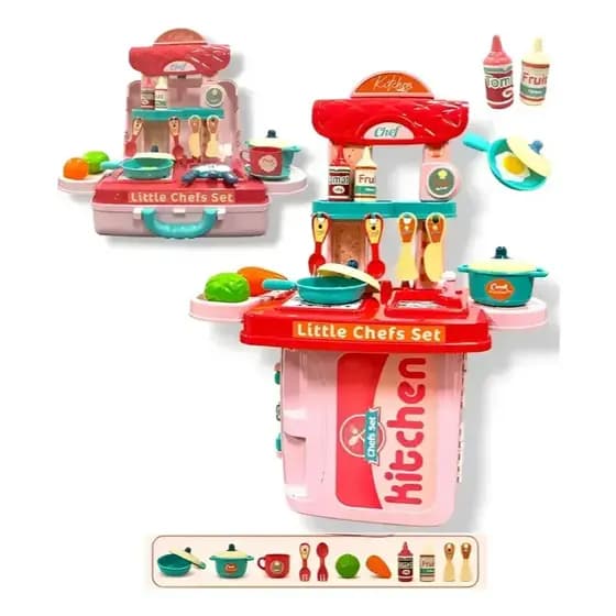 Cozinha Infantil Masterchef de Brinquedo Maleta com 18 Acessórios Rosa para Criança