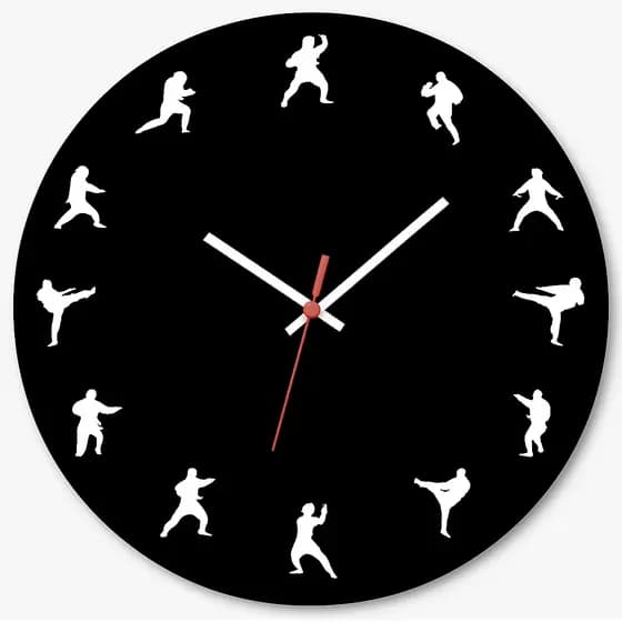Relógio de Parede Decorativo Artes Marciais Pendulart 29cm Adesivado Silencioso