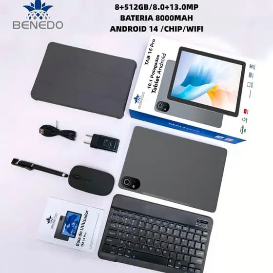 Tablet 15 PRO Android 14 10.1Wifi com chip 8000mah , Teclado+Mouse 8GB RAM 512GB Câmera Bluetooth