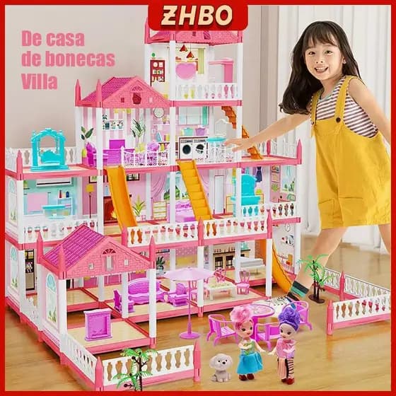 Conjunto de casa de bonecas infantil castelo de princesa brinquedo de montagem faça você mesmo Série