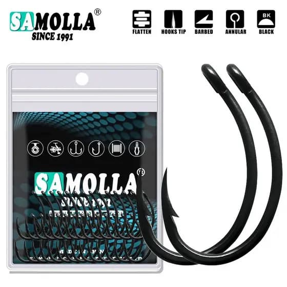 50 Pçs Ganchos De Pesca Da Carpa Revestimento PTFE Alto Carbono Aço Inoxidável Farpados Curvos Ampla Lacuna Farpado Fortalecer H