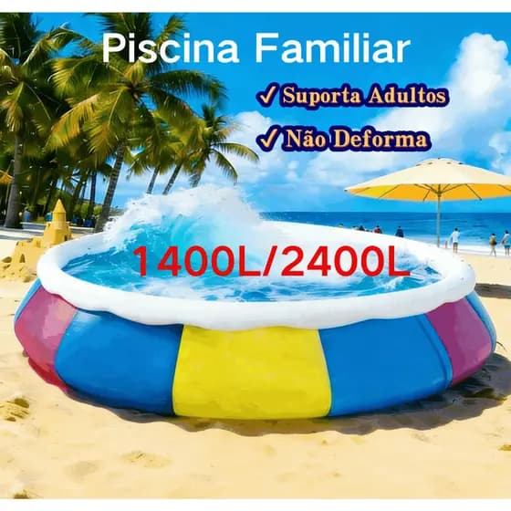 Piscina Inflável Grande 1400L / 2400L PVC Reforçado Piscina Familiar Para Crianças e Adultos Quintal