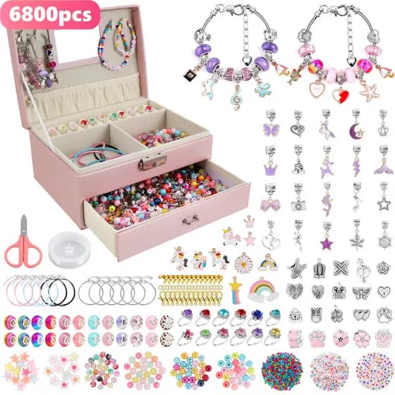Kit Bijuterias Infantil Miçangas Pulseira Colar 6800 Pçs